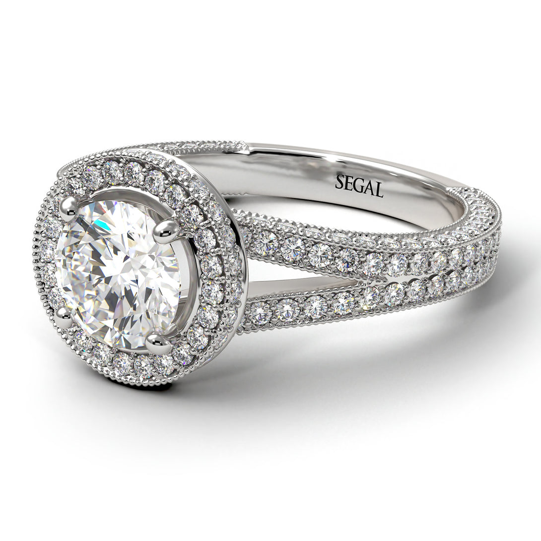 Milgrain Round Diamond Engagement Ring - Payton No. 3