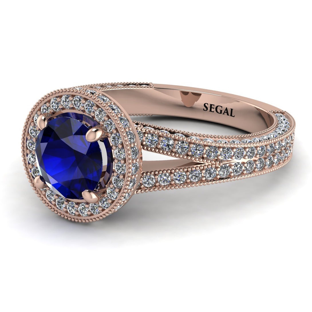 Milgrain Round Sapphire Engagement Ring - Payton No. 14