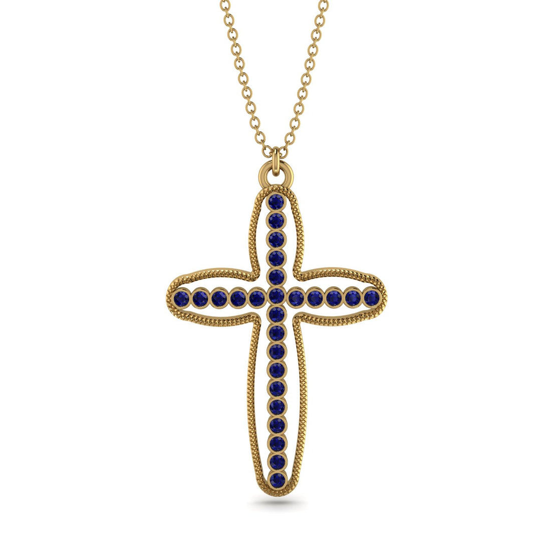 Minimalist Cross Inside Cross Sapphire Necklace - Mateo No. 13