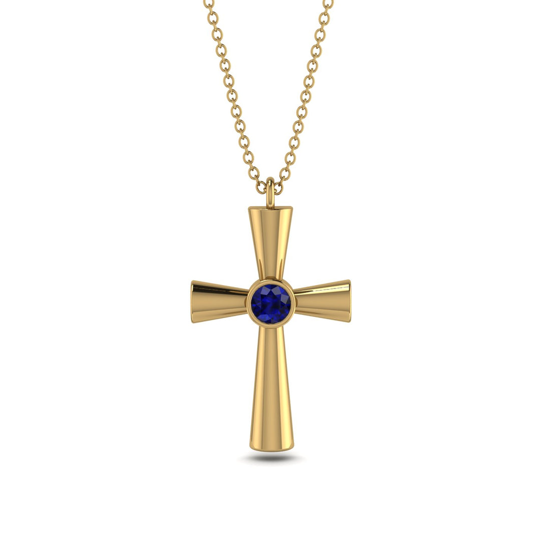 Minimalist Sapphire Cross Necklace - Philip No. 13