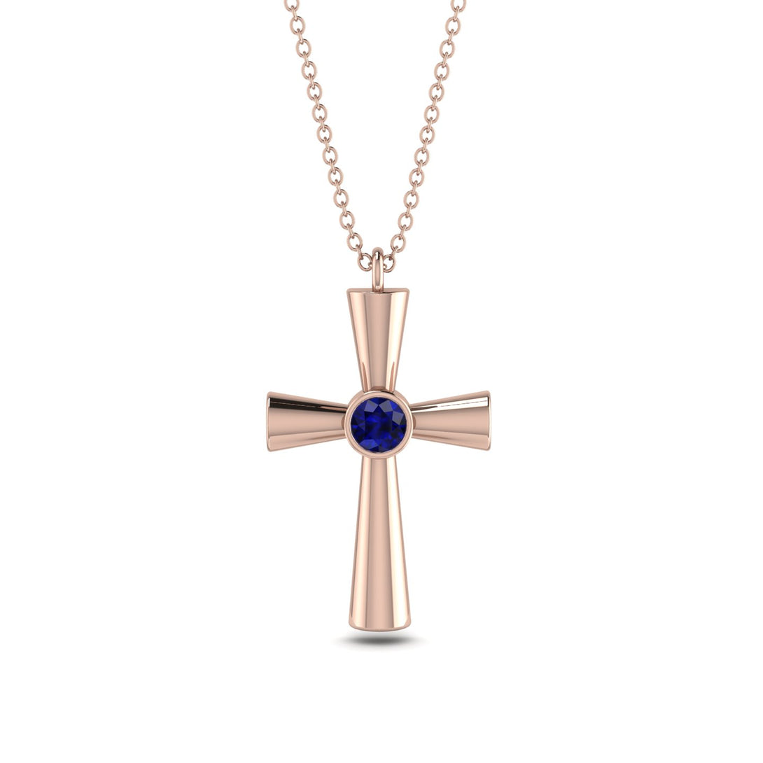 Minimalist Sapphire Cross Necklace - Philip No. 14