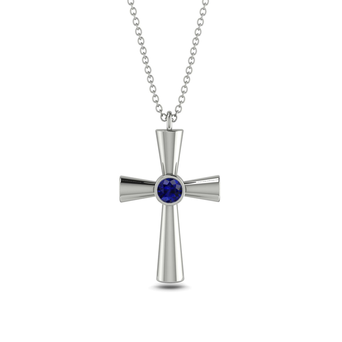 Minimalist Sapphire Cross Necklace - Philip No. 15
