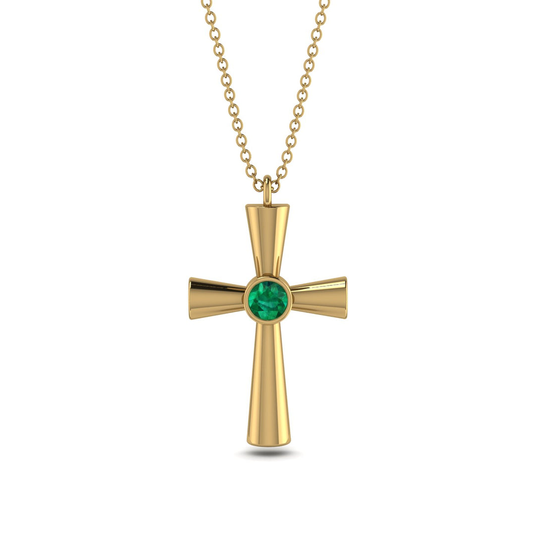 Minimalist Emerald Cross Necklace - Philip No. 4