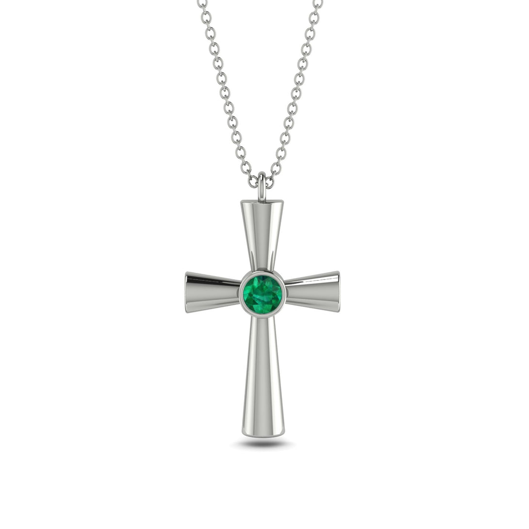 Minimalist Emerald Cross Necklace - Philip No. 6