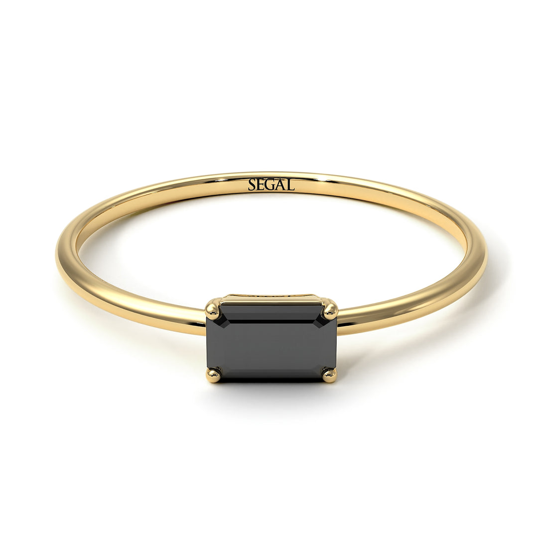 Minimalist Emerald Cut Black Diamond Ring - Isla No. 7