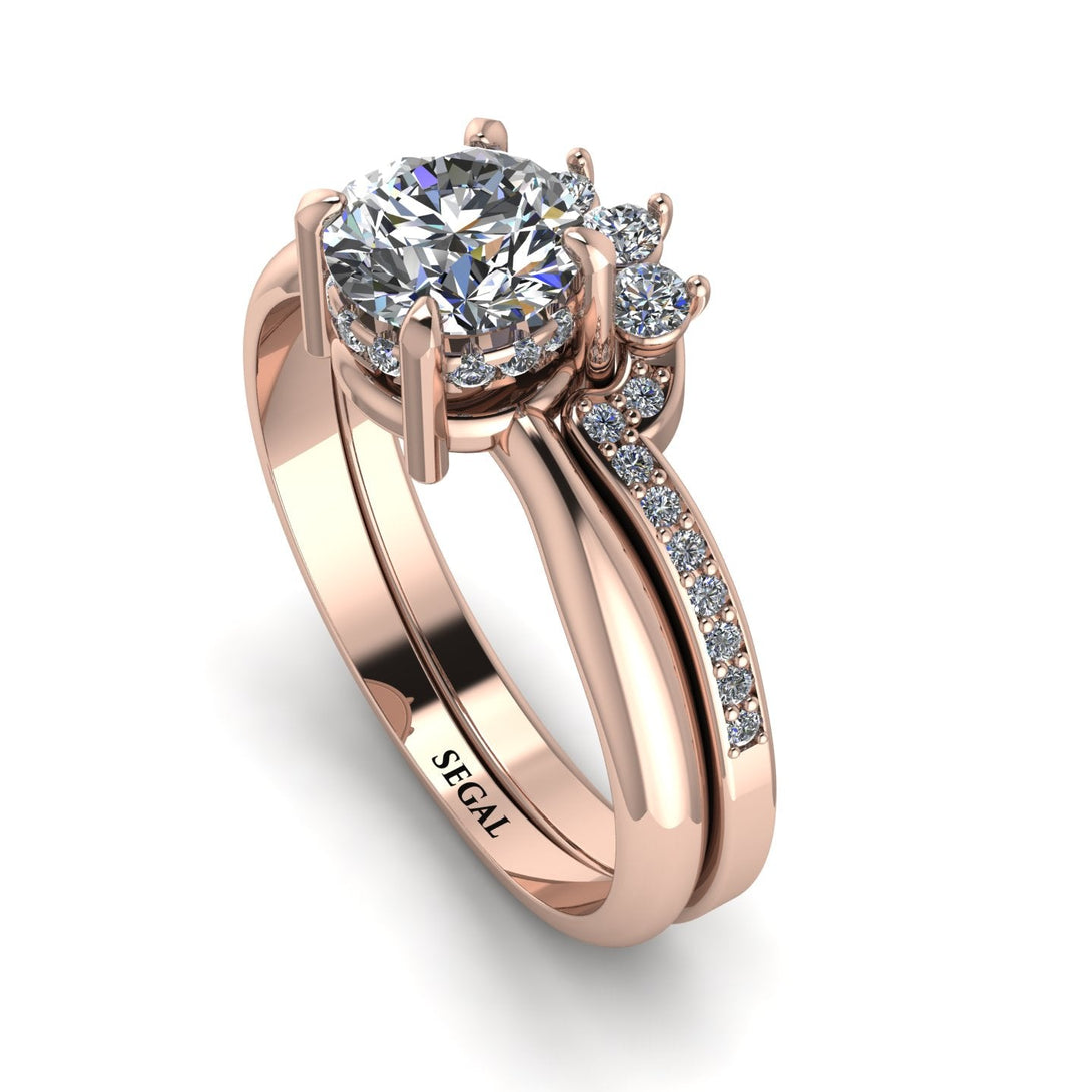 Minimalist Hidden Halo Diamond Bridal Set - Barbara No. 2