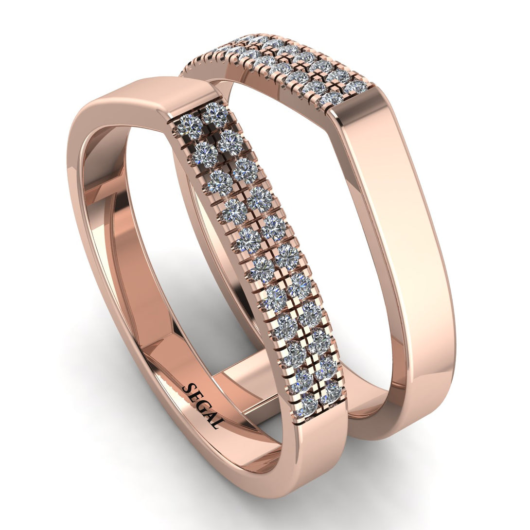 Geometric Diamond Double Wedding Band - Hayden No. 2
