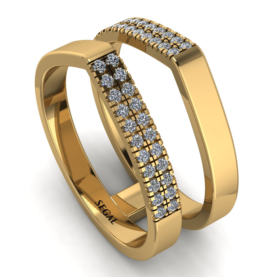 Geometric Diamond Double Wedding Band - Hayden No. 1