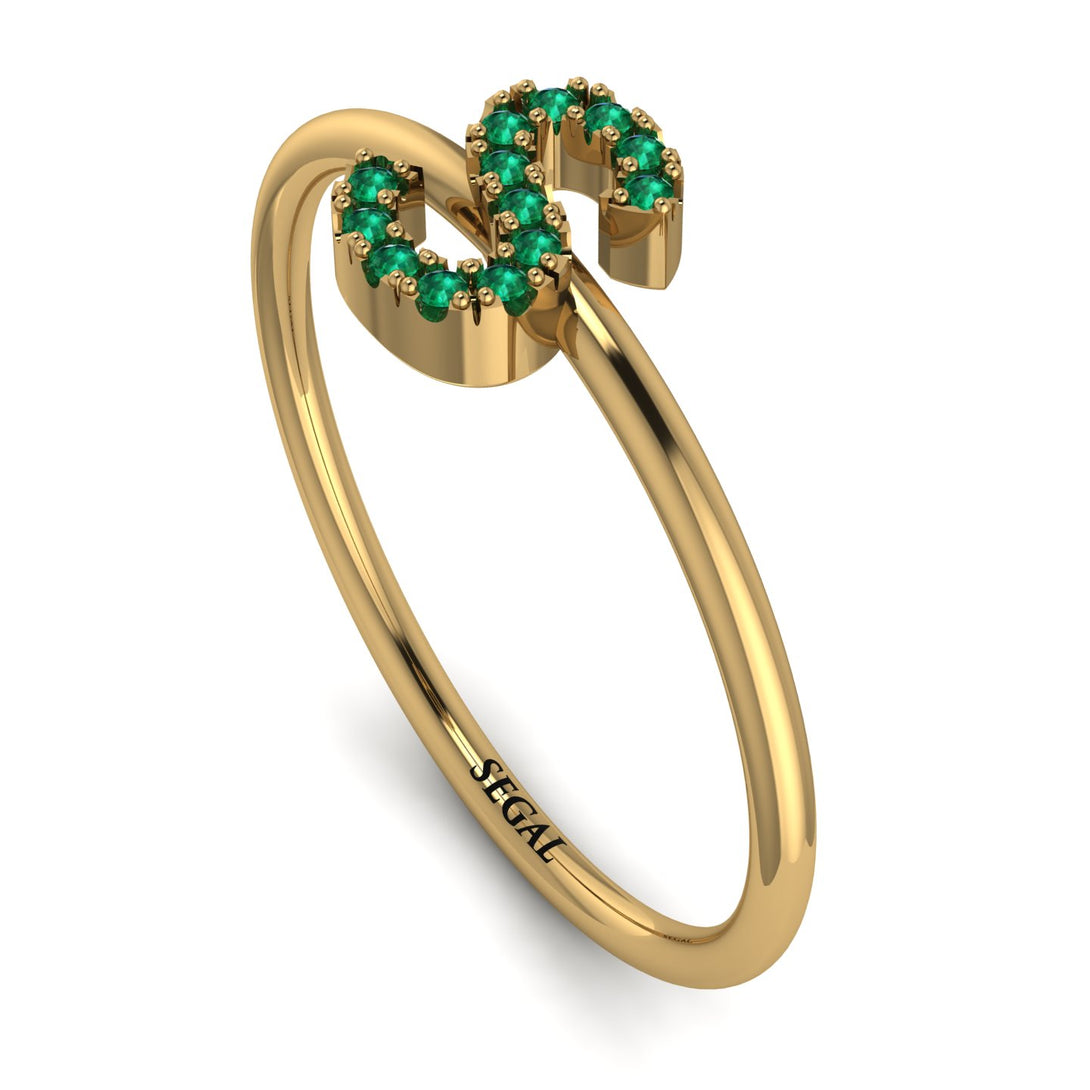 Initial Emerald Ring - Raegan No. 4