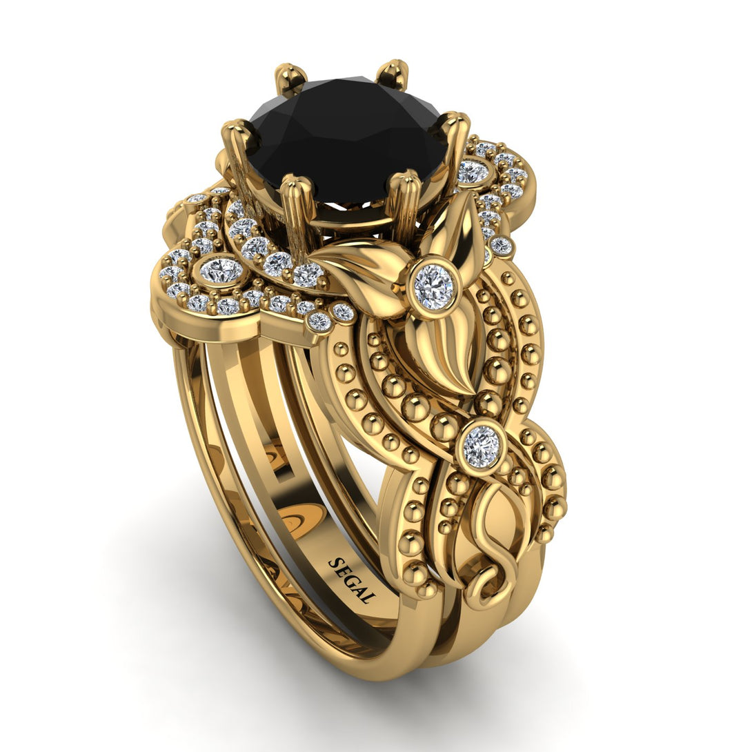 Nature Inspired Black Diamond Bridal Set - Sandra No. 7