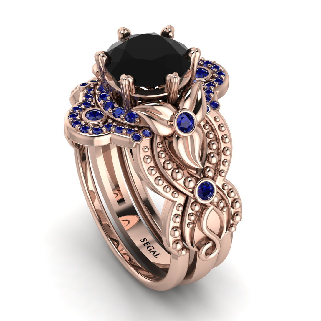 Nature Inspired Black Diamond Bridal Set - Sandra No. 68