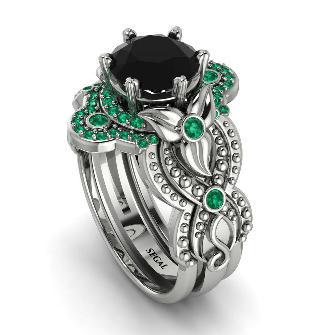 Nature Inspired Black Diamond Bridal Set - Sandra No. 24