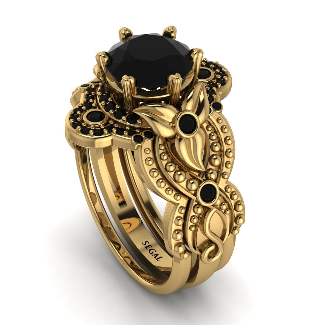Nature Inspired Black Diamond Bridal Set - Sandra No. 37