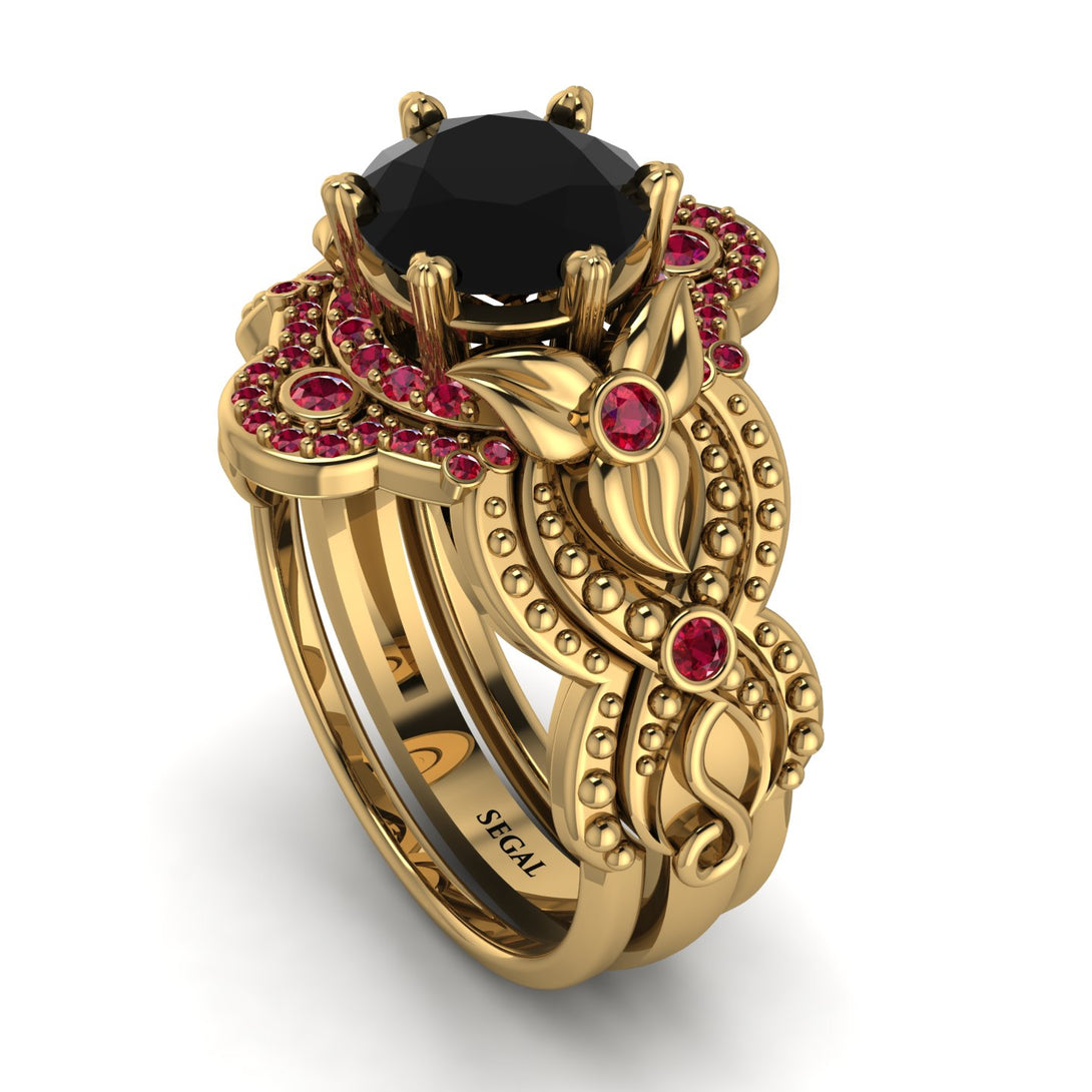 Nature Inspired Black Diamond Bridal Set - Sandra No. 52
