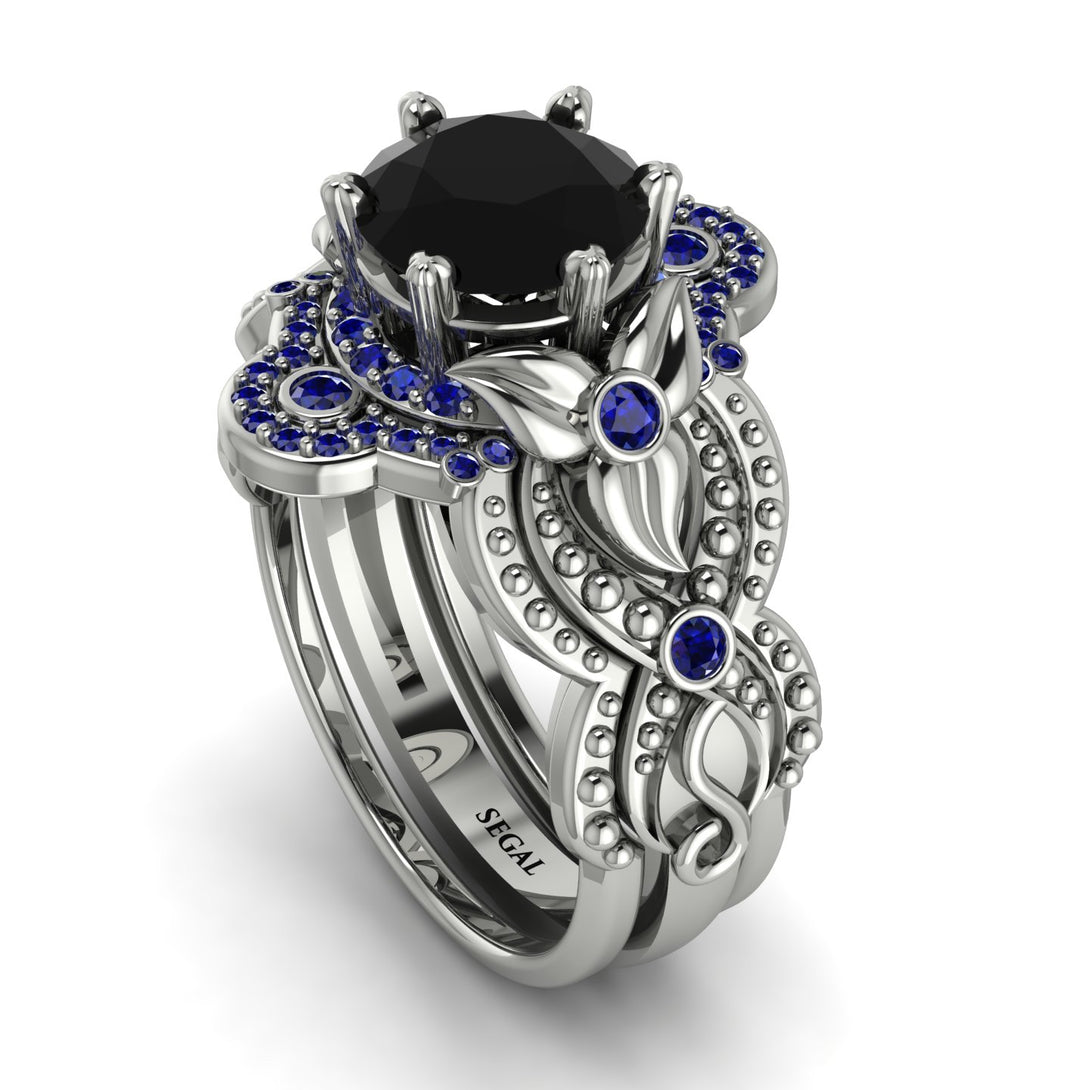 Nature Inspired Black Diamond Bridal Set - Sandra No. 69