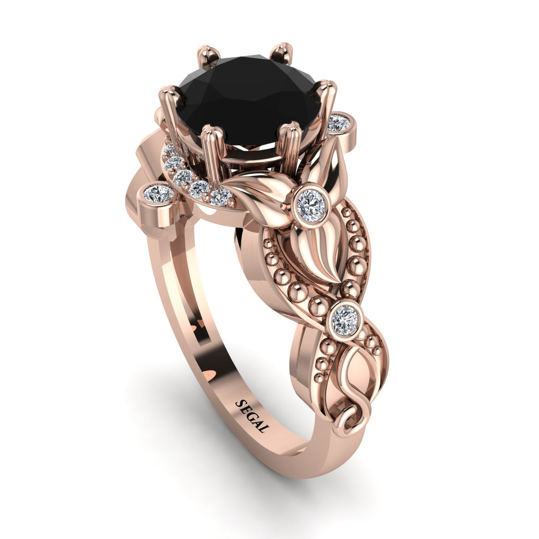Nature Inspired Black Diamond Ring - Sandra No. 8