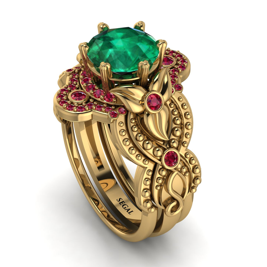 Nature Inspired Emerald Bridal Set - Sandra No. 49