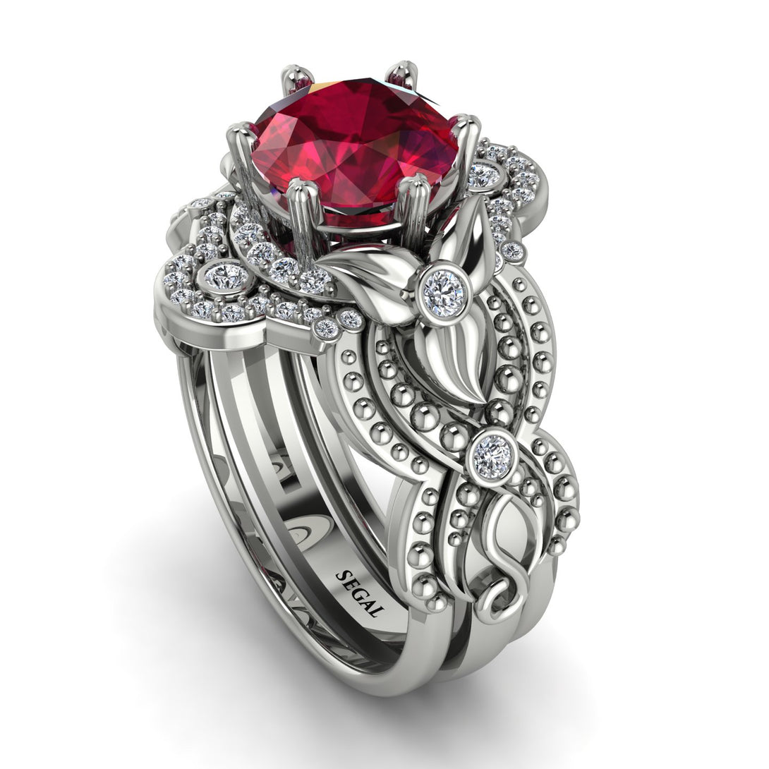 Nature Inspired Ruby Bridal Set - Sandra No. 12