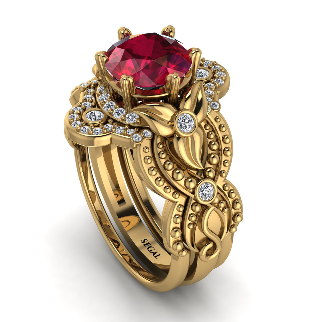 Nature Inspired Ruby Bridal Set - Sandra No. 10