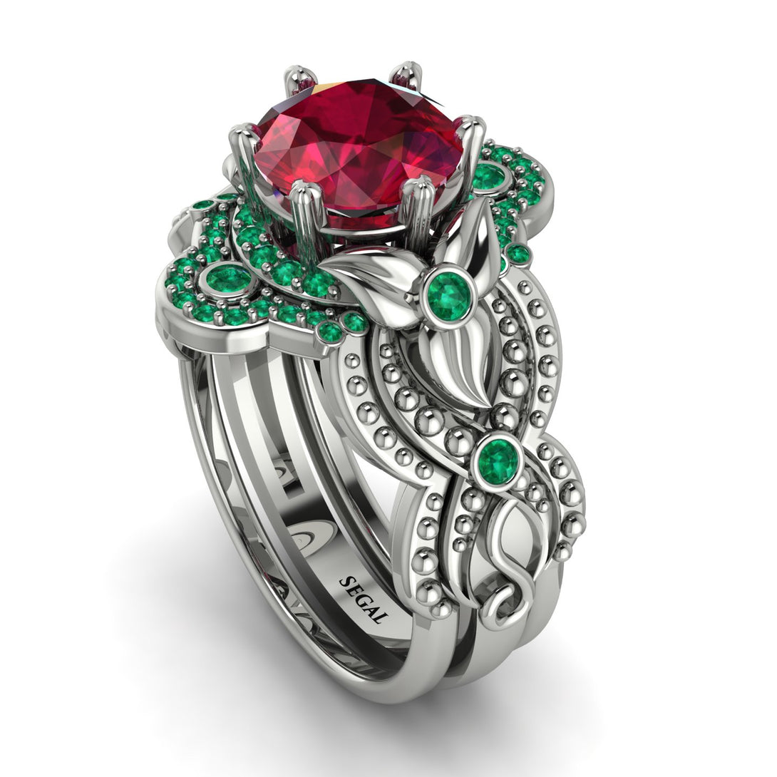 Nature Inspired Ruby Bridal Set - Sandra No. 27
