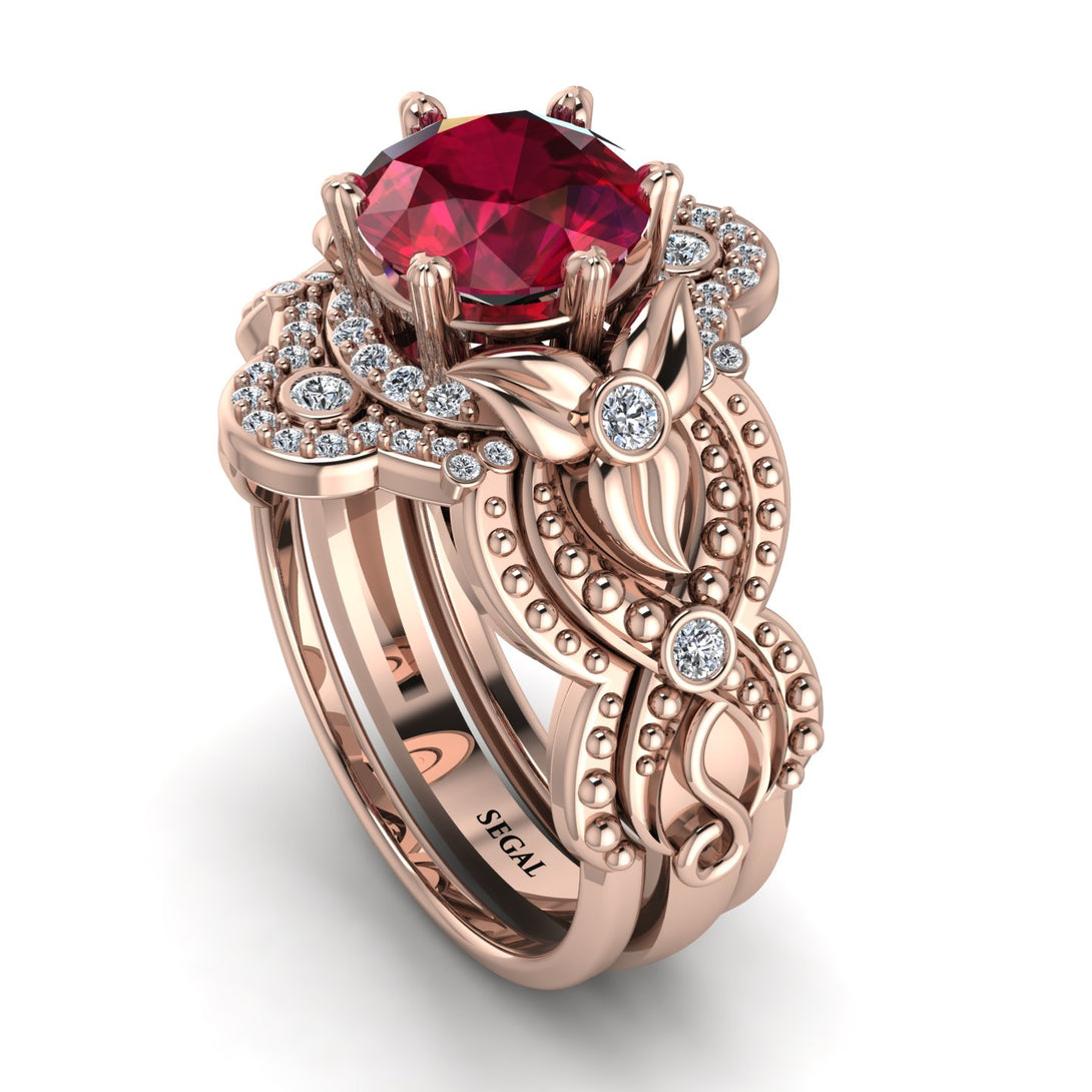 Nature Inspired Ruby Bridal Set - Sandra No. 11