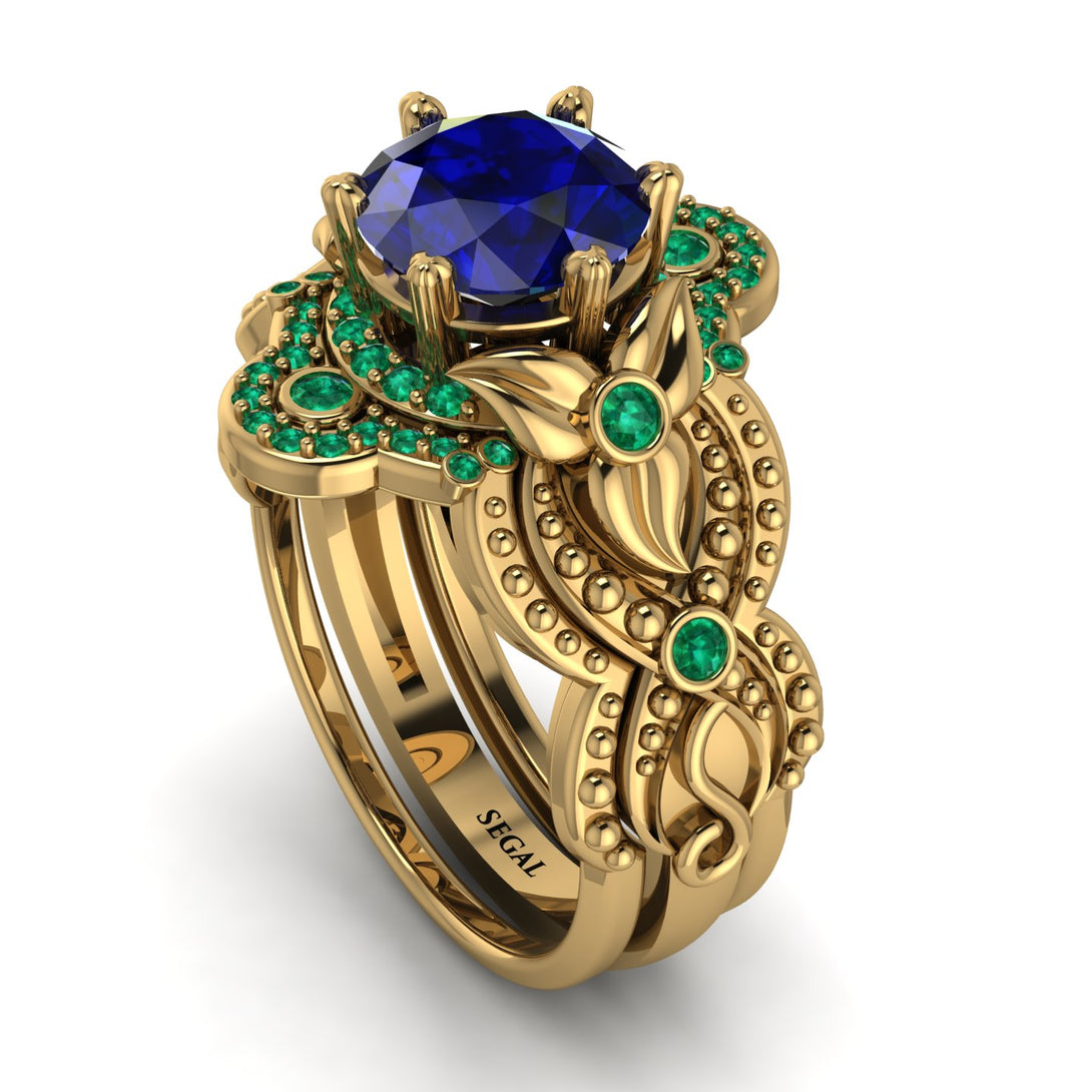 Nature Inspired Sapphire Bridal Set - Sandra No. 28