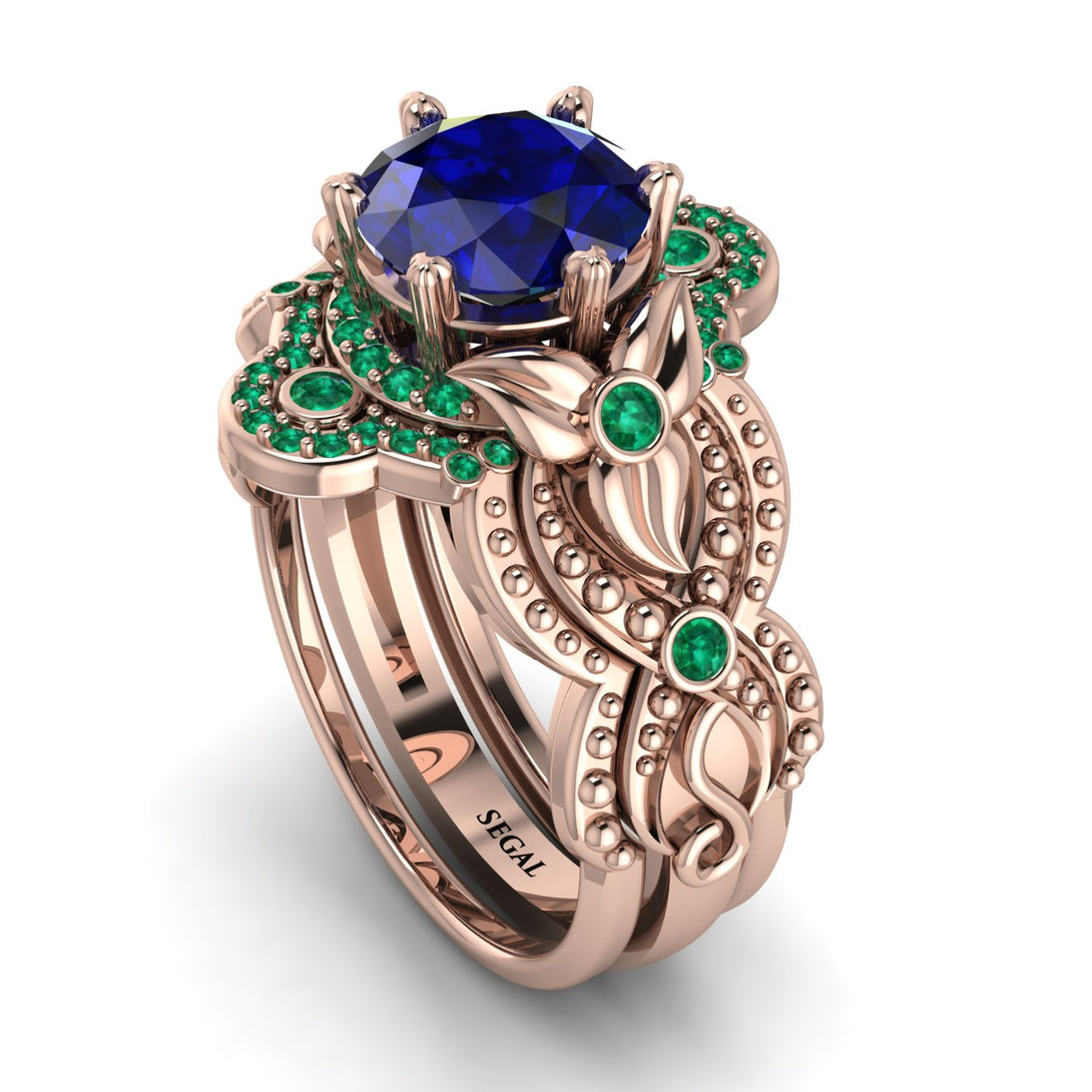 Nature Inspired Sapphire Bridal Set - Sandra No. 29