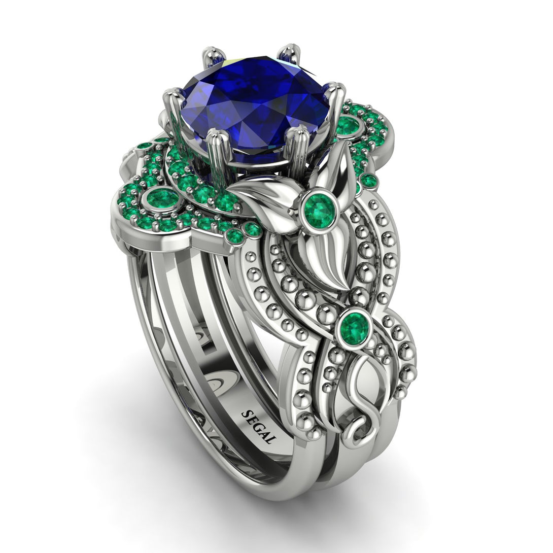 Nature Inspired Sapphire Bridal Set - Sandra No. 30