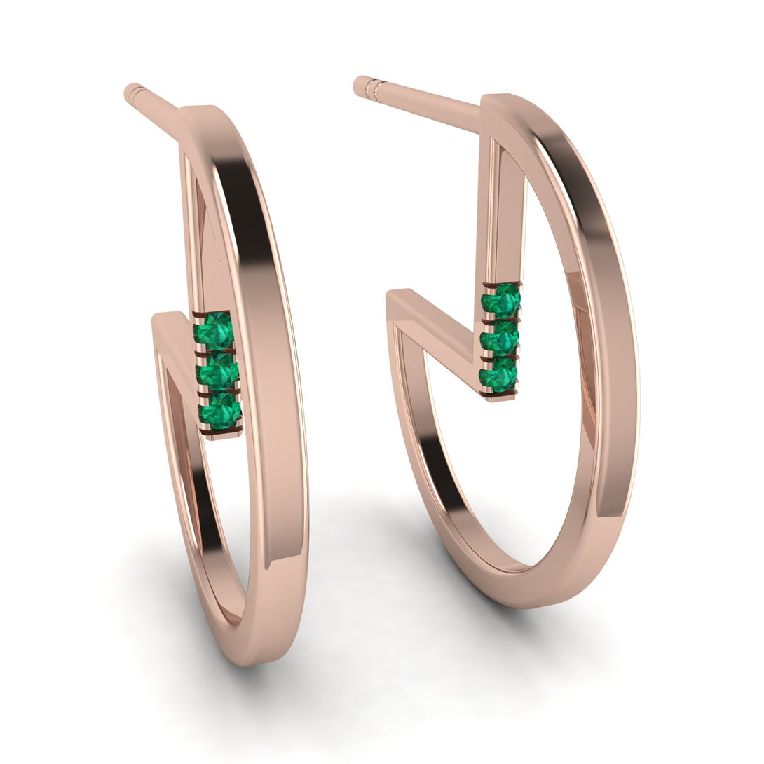Circle Stud Earring With Hidden Emerald - Karter No. 5