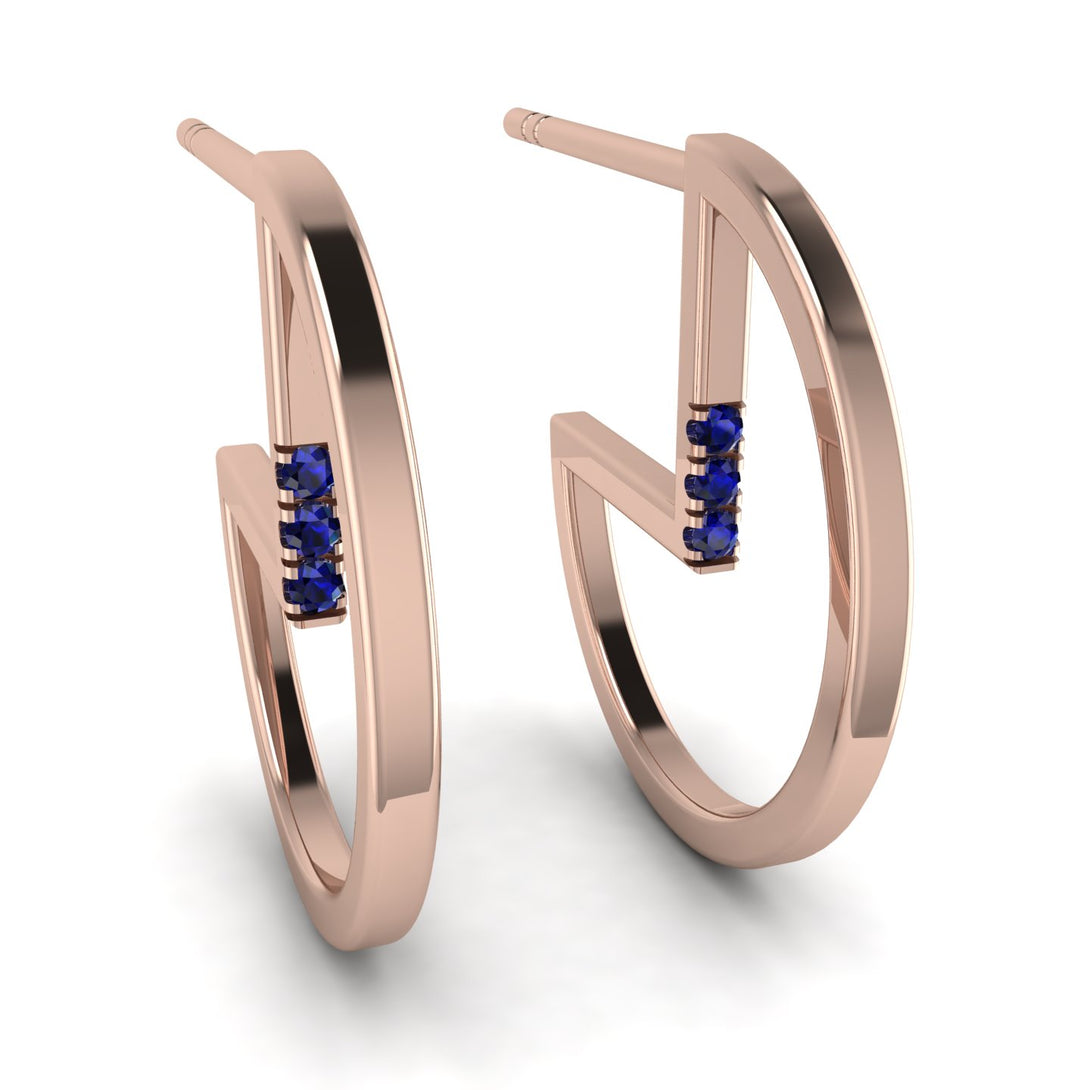 Circle Stud Earring With Hidden Sapphire - Karter No. 14