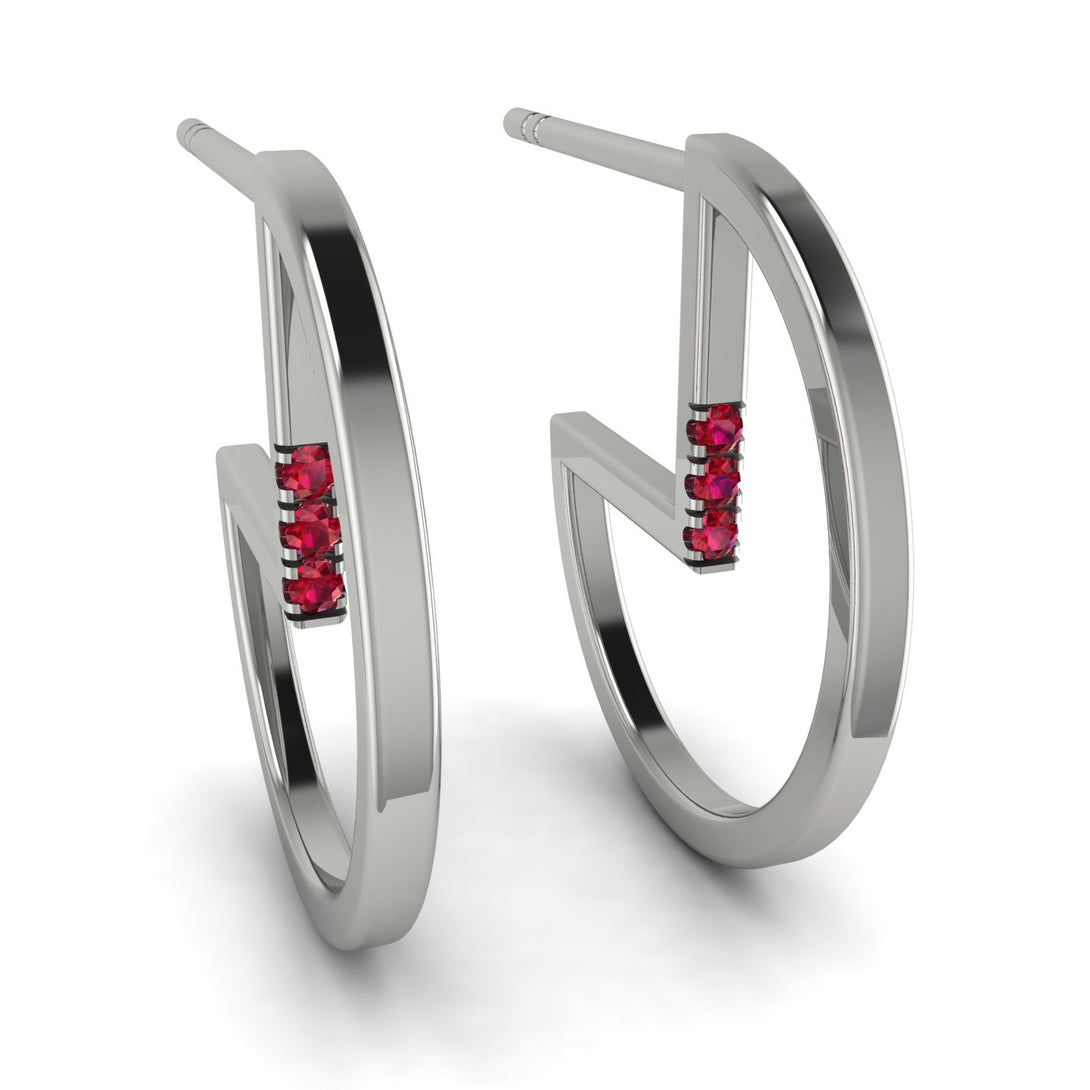 Circle Stud Earring With Hidden Ruby - Karter No. 12
