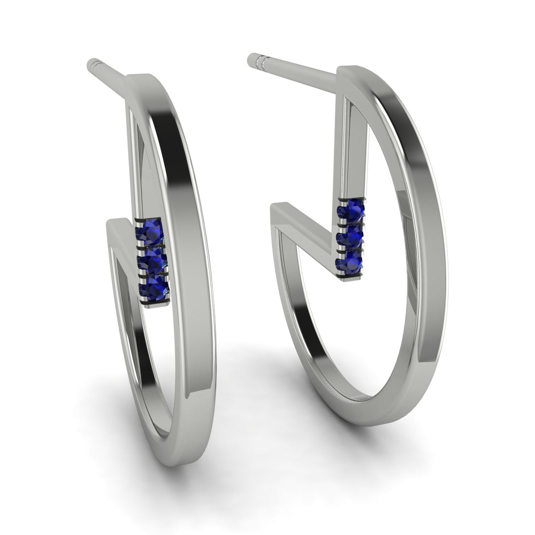 Circle Stud Earring With Hidden Sapphire - Karter No. 15