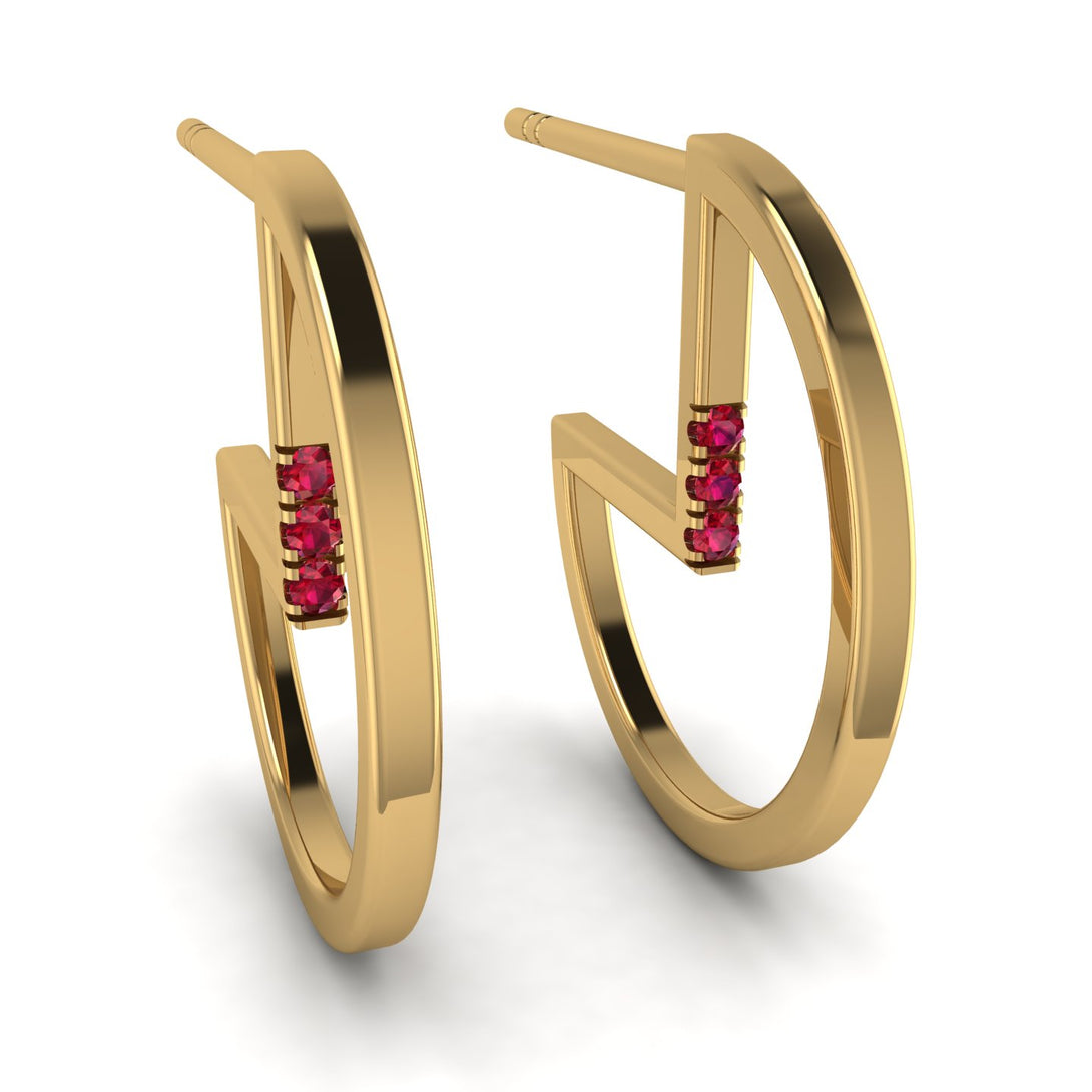 Circle Stud Earring With Hidden Ruby - Karter No. 10
