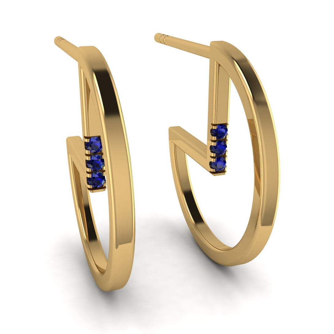 Circle Stud Earring With Hidden Sapphire - Karter No. 13