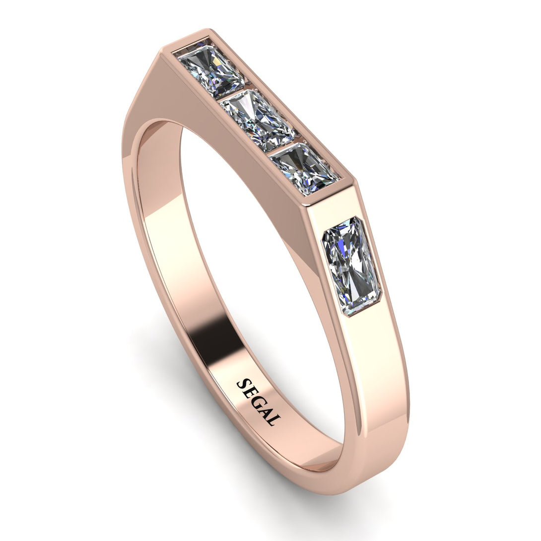 Emerald Cut Thin Diamond Signature Ring - Sara No. 2