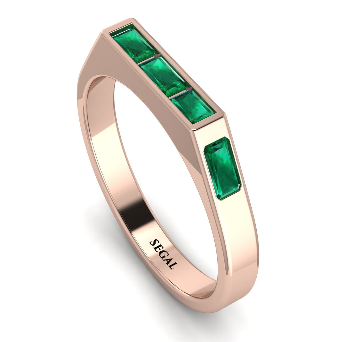 Emerald Cut Thin Emerald Signature Ring - Sara No. 20