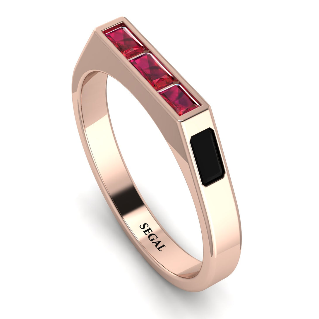 Emerald Cut Thin Ruby Signature Ring - Sara No. 41