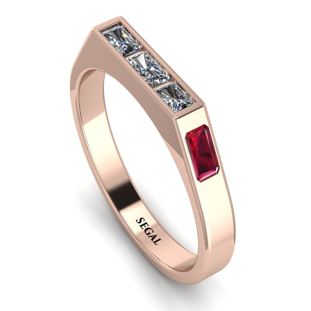 Emerald Cut Thin Diamond Signature Ring - Sara No. 47