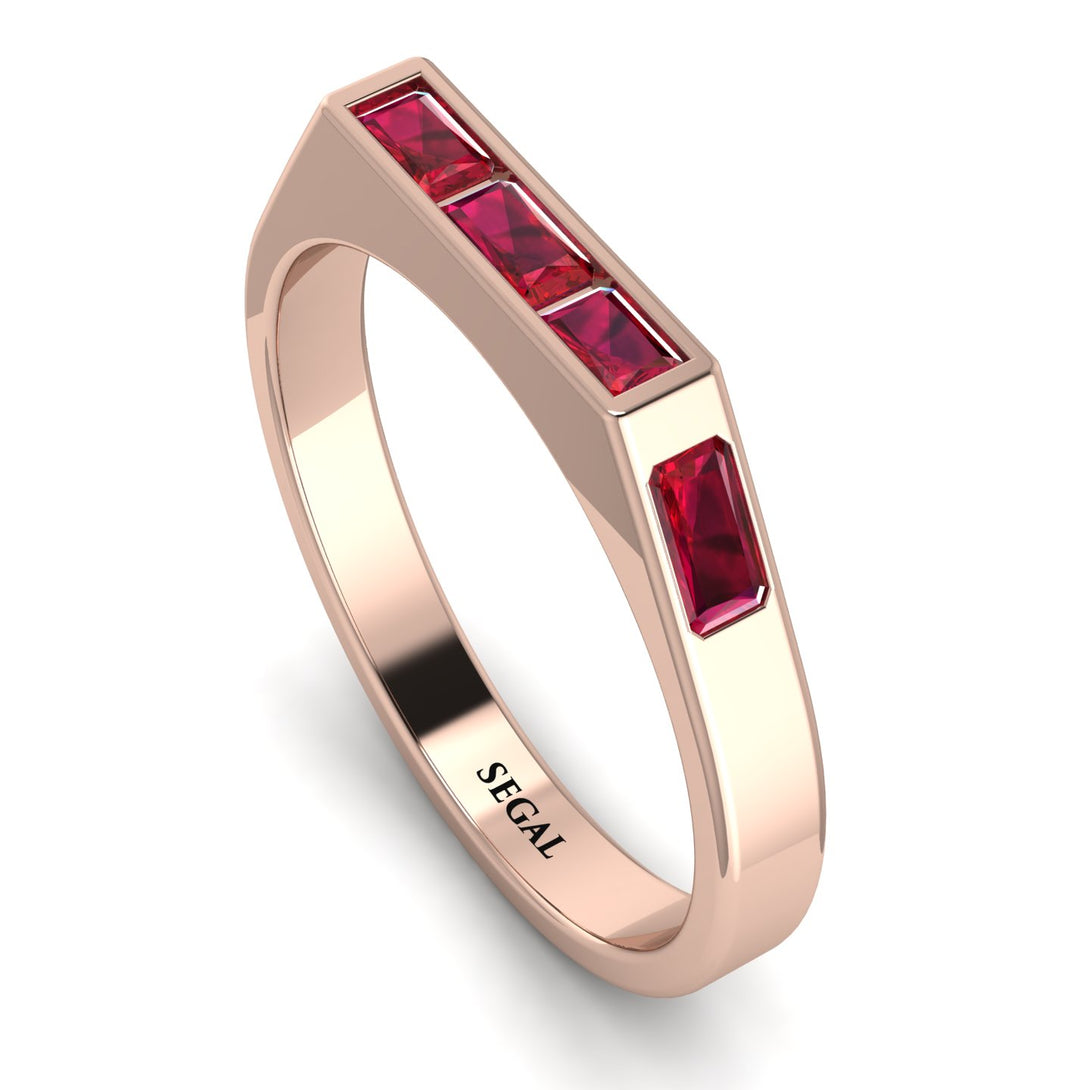 Emerald Cut Thin Ruby Signature Ring - Sara No. 56