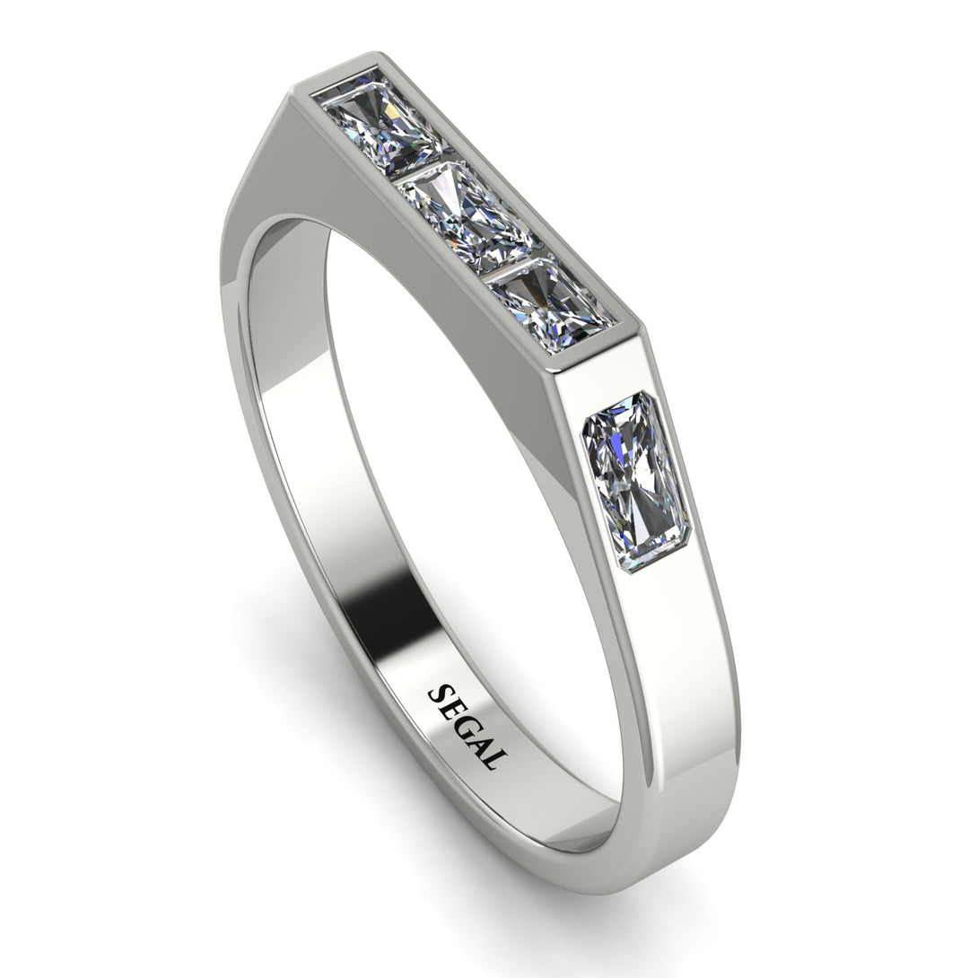 Emerald Cut Thin Diamond Signature Ring - Sara No. 3