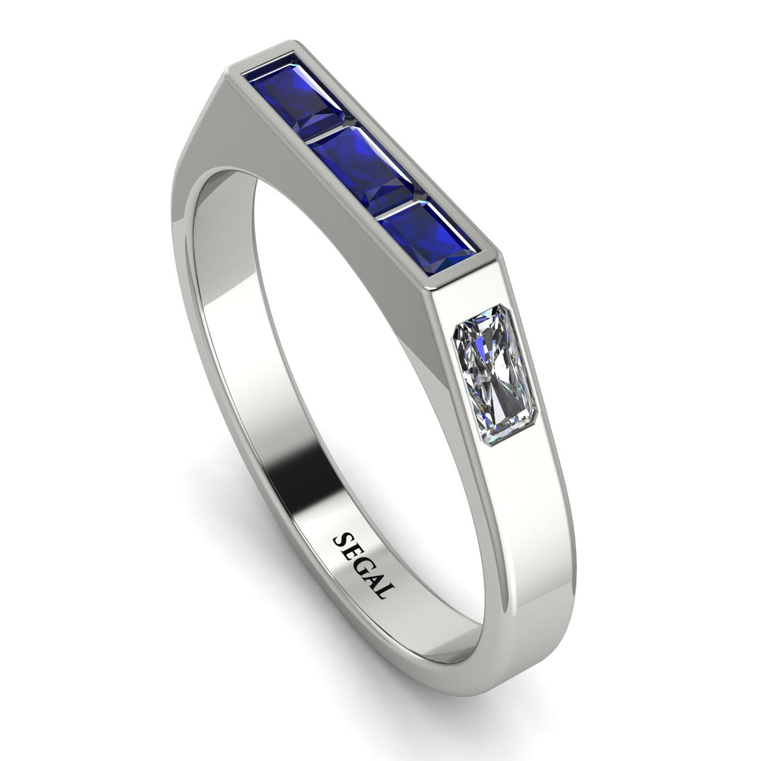 Emerald Cut Thin Sapphire Signature Ring - Sara No. 15