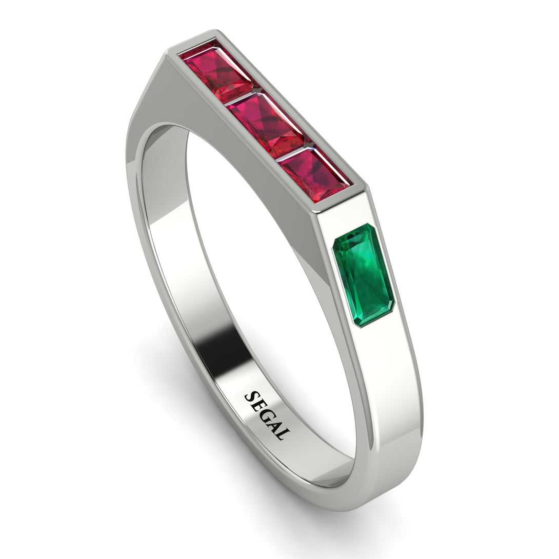 Emerald Cut Thin Ruby Signature Ring - Sara No. 27