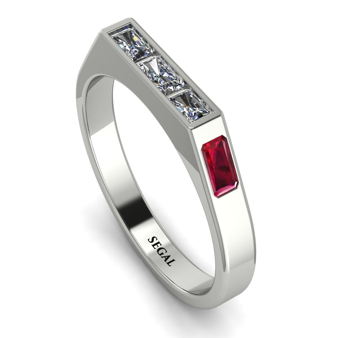 Emerald Cut Thin Diamond Signature Ring - Sara No. 48