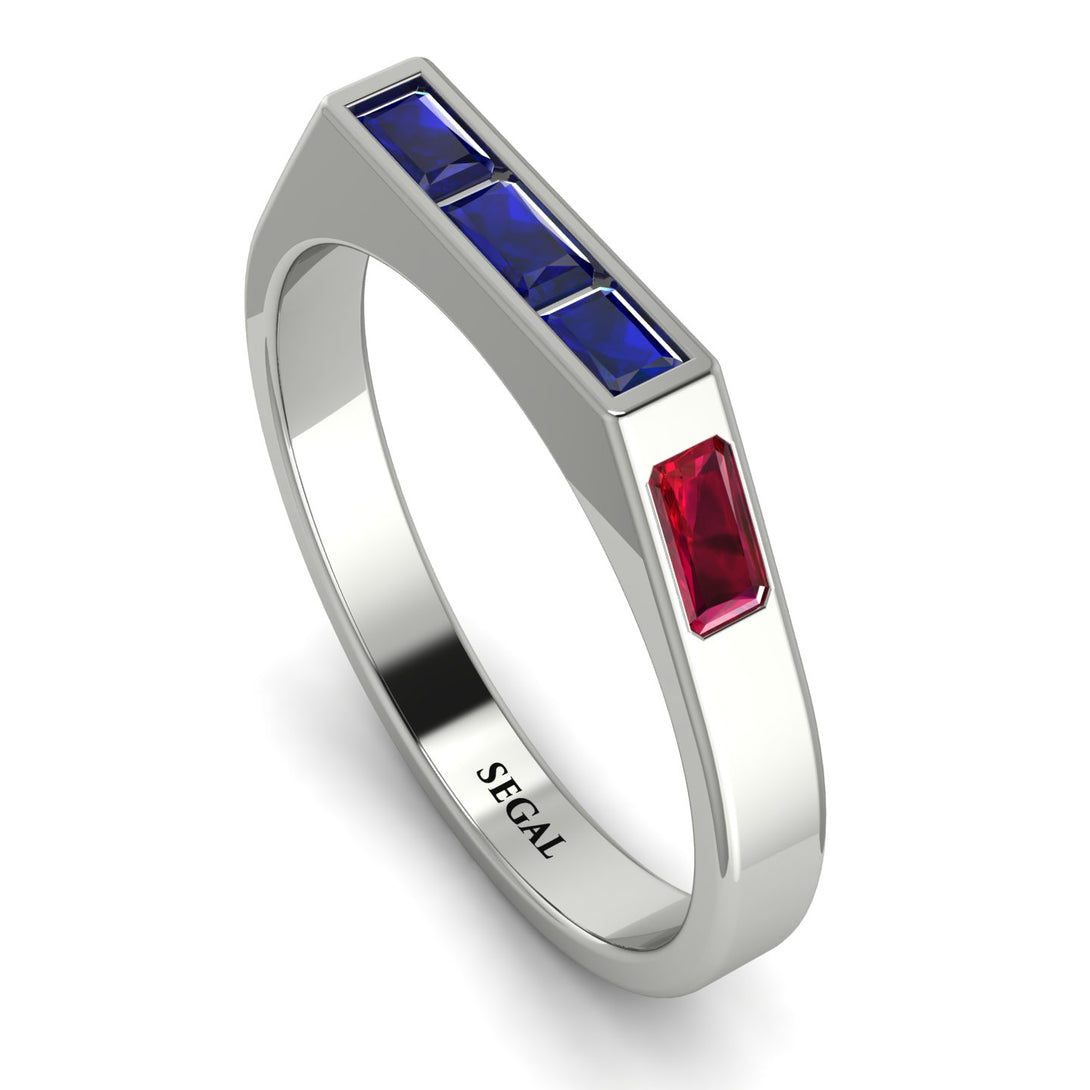 Emerald Cut Thin Sapphire Signature Ring - Sara No. 60