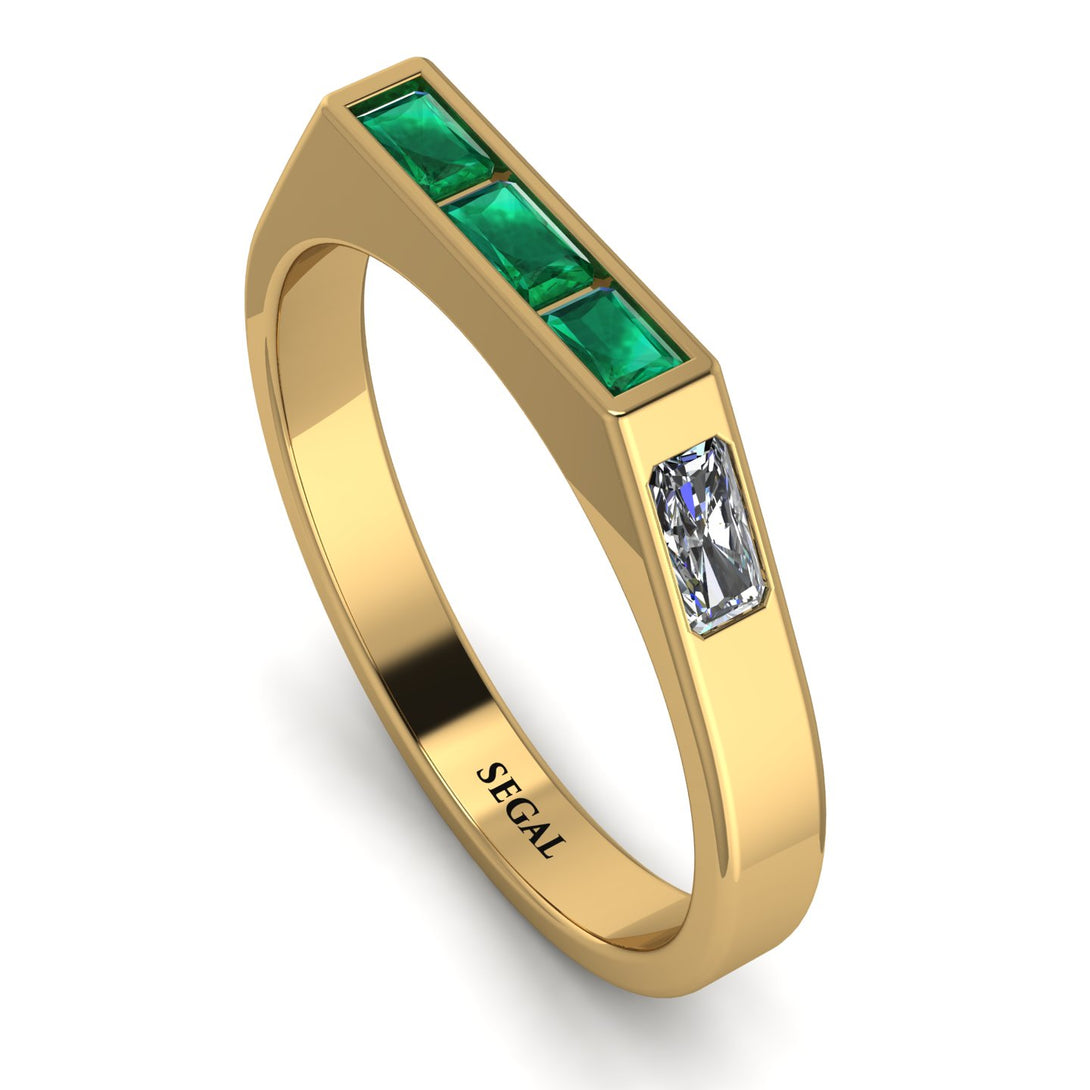 Emerald Cut Thin Emerald Signature Ring - Sara No. 4