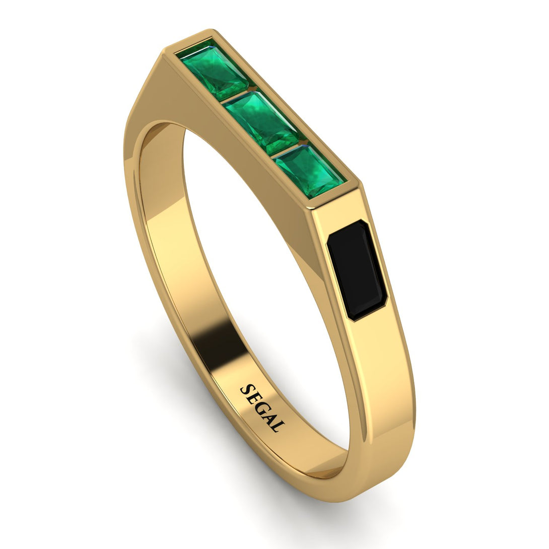 Emerald Cut Thin Emerald Signature Ring - Sara No. 34