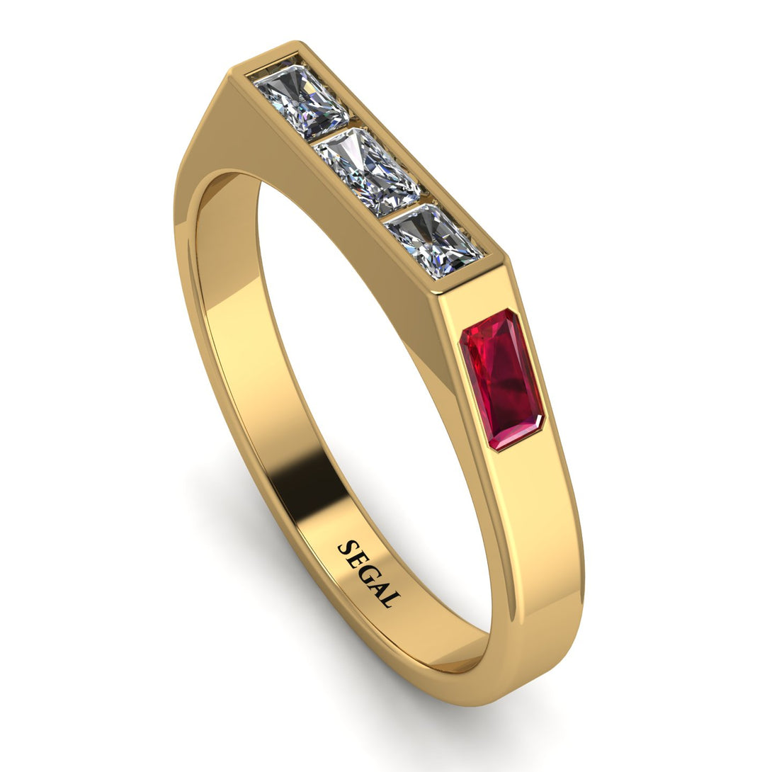 Emerald Cut Thin Diamond Signature Ring - Sara No. 46