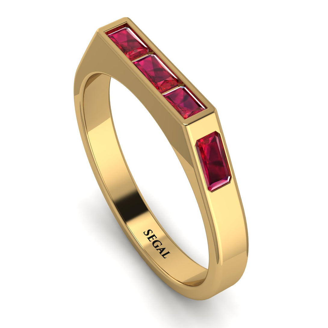 Emerald Cut Thin Ruby Signature Ring - Sara No. 55