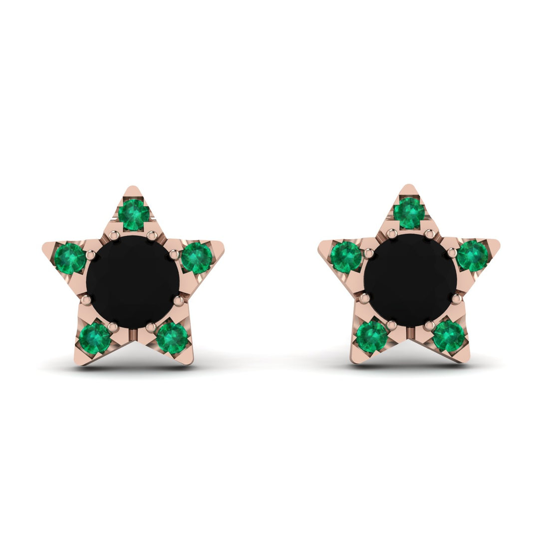 Star Halo Black Diamond Earrings - Zelda No. 23