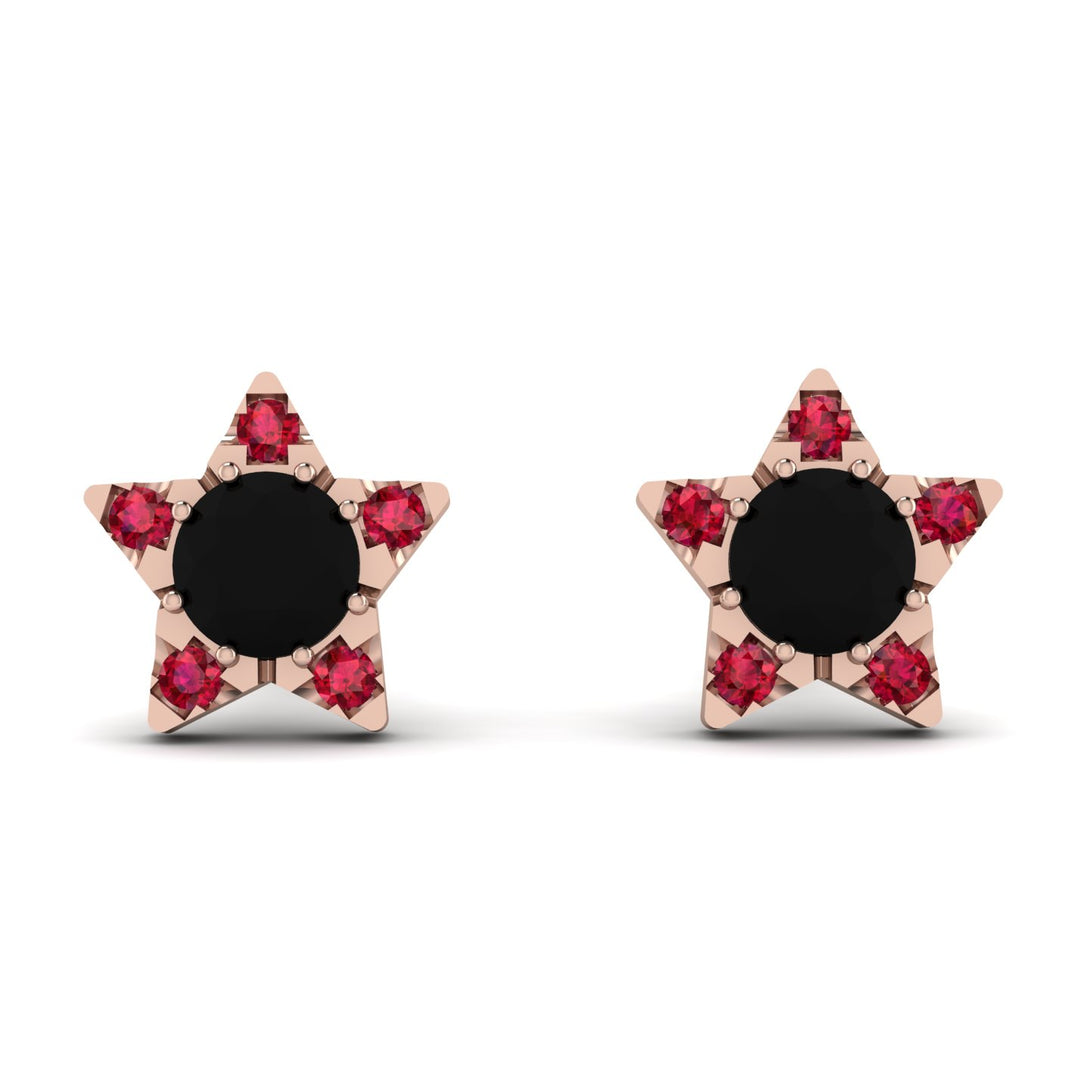 Star Halo Black Diamond Earrings - Zelda No. 53